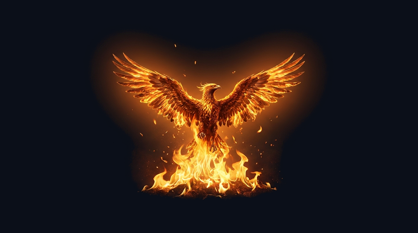 Phoenix rising in flames
